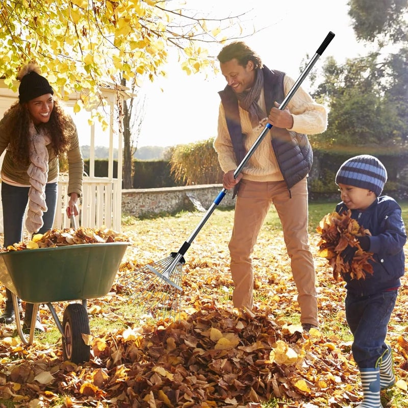 SAN LIKE 68" Adjustable Metal Leaf Rake, Heavy Duty Lawn Thatch Rake | Sturdy metal rake head with extendable 68-inch adjustable handle, heavy-duty durable structure for lawn thatch & leaf cleanup - Image 5