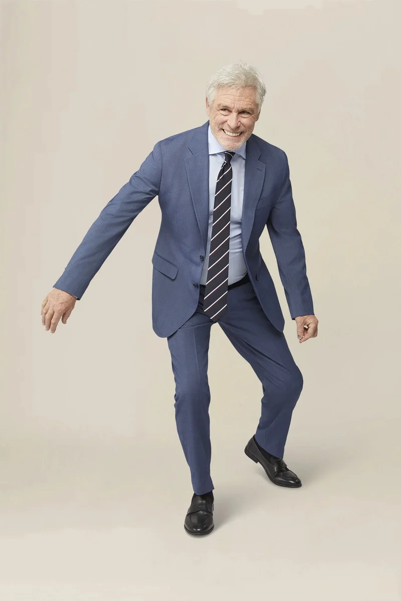 دوبل غانغر Men's single-breasted regular fit Prince of Wales check suit - Blue