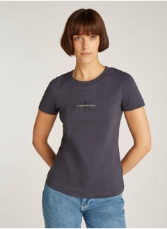 Calvin Klein Jeans Women's  Slim Monogram T-Shirt, Black - Cotton  - Image 1