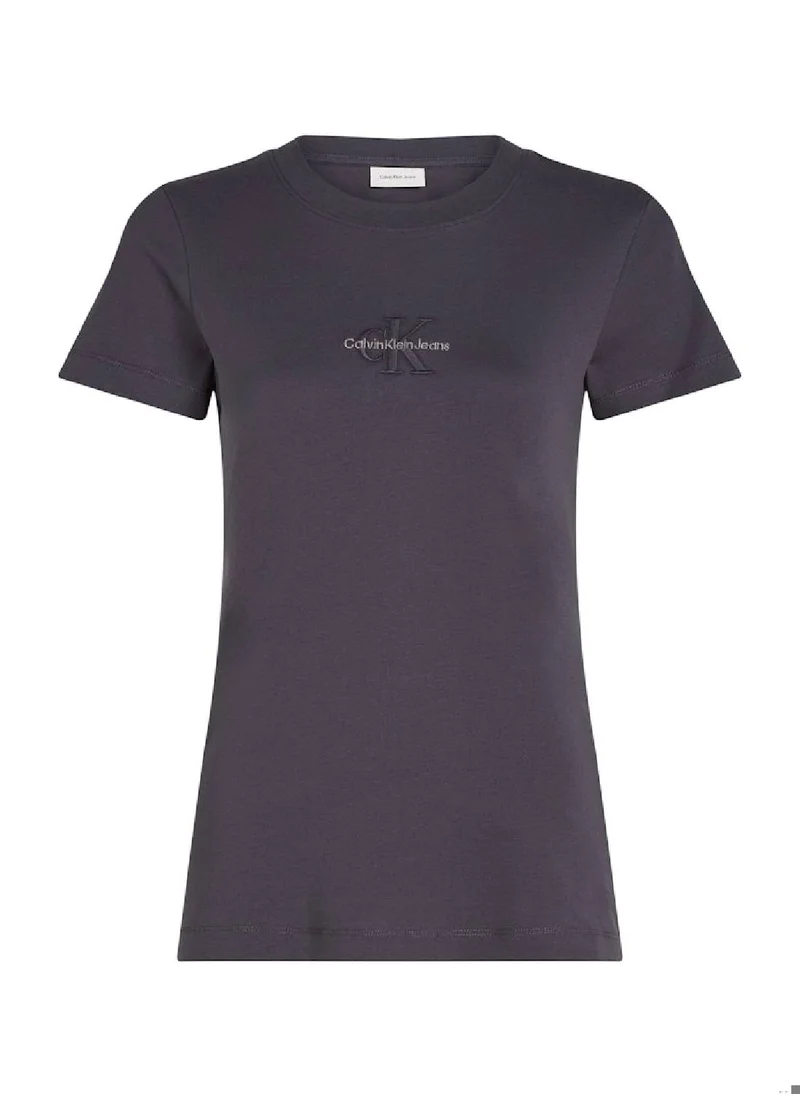 Calvin Klein Jeans Women's  Slim Monogram T-Shirt, Black - Cotton