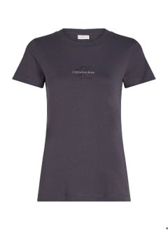 Calvin Klein Jeans Women's  Slim Monogram T-Shirt, Black - Cotton  - Image 2