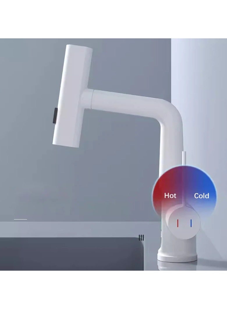 AROAQ Waterfall Pull Out Kitchen Faucet White Intelligent Digital Display Cold Hot Mixer Taps Rotatable Sink Lifting Basin Faucet - Image 3