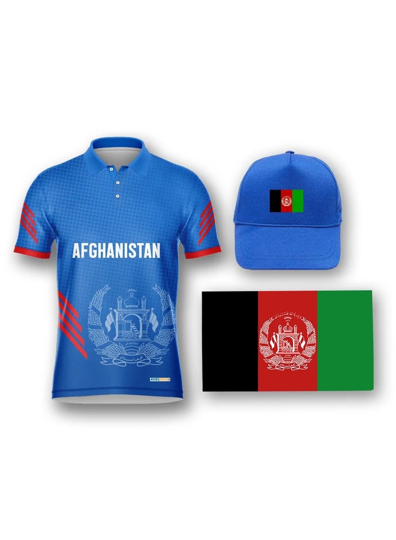 Khelsouq قميص مشجع أفغانستان - مع قبعة وعلم (هدية مجانية متضمنة) - Image 2