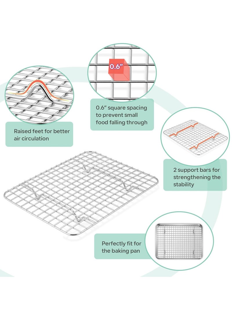 Hihonor Stainless Steel Baking Sheet And Drain Tray, Barbecue Grilling Tray With Cooling Rack, Oil Drain And Vegetable Preparation Tray, Small Baking Tray With Rack Set, Rust Proof, 31*24*2.5cm  - Image 3