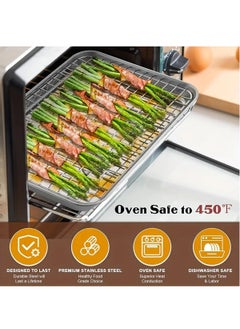 Hihonor Stainless Steel Baking Sheet And Drain Tray, Barbecue Grilling Tray With Cooling Rack, Oil Drain And Vegetable Preparation Tray, Small Baking Tray With Rack Set, Rust Proof, 31*24*2.5cm  - Image 5
