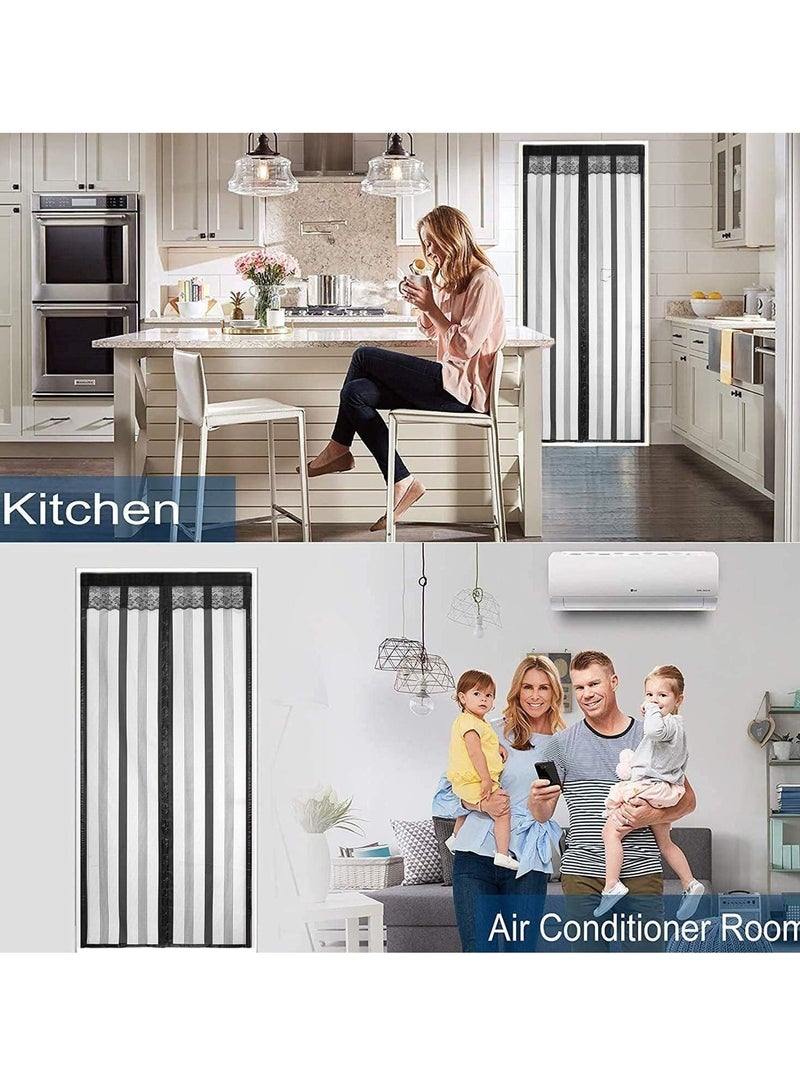 Captaintech Insulated Door Curtain - Thermal Magnetic Self-Sealing Door Screen - EVA Keep Bugs Out - Hand Free Closure-for Kitchen/Air Conditioner Room/Patio (100 x 210CM) - Image 5