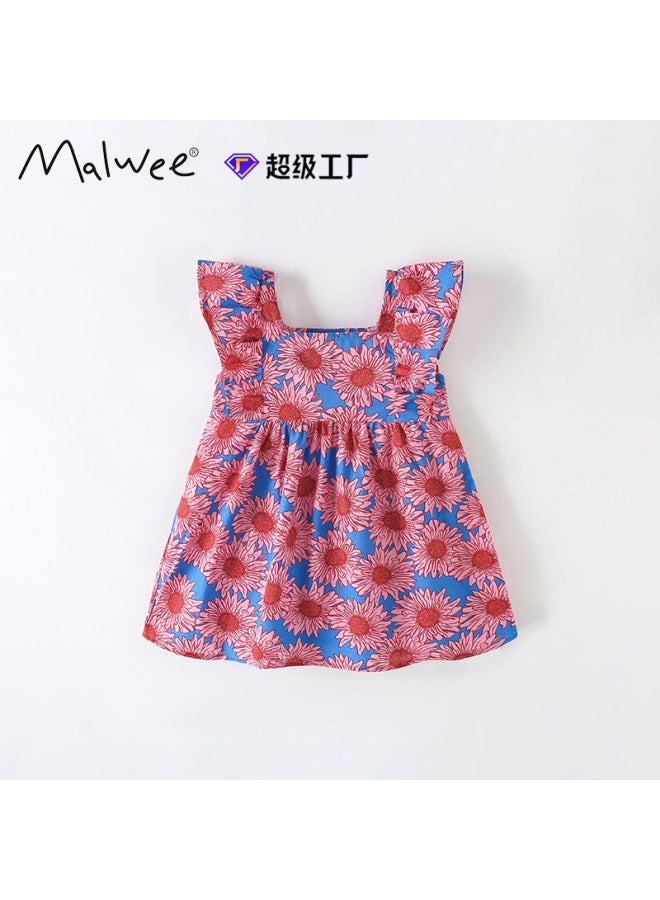 Girls Dress Summer New European and American Style Round Neck Western Princess Dress