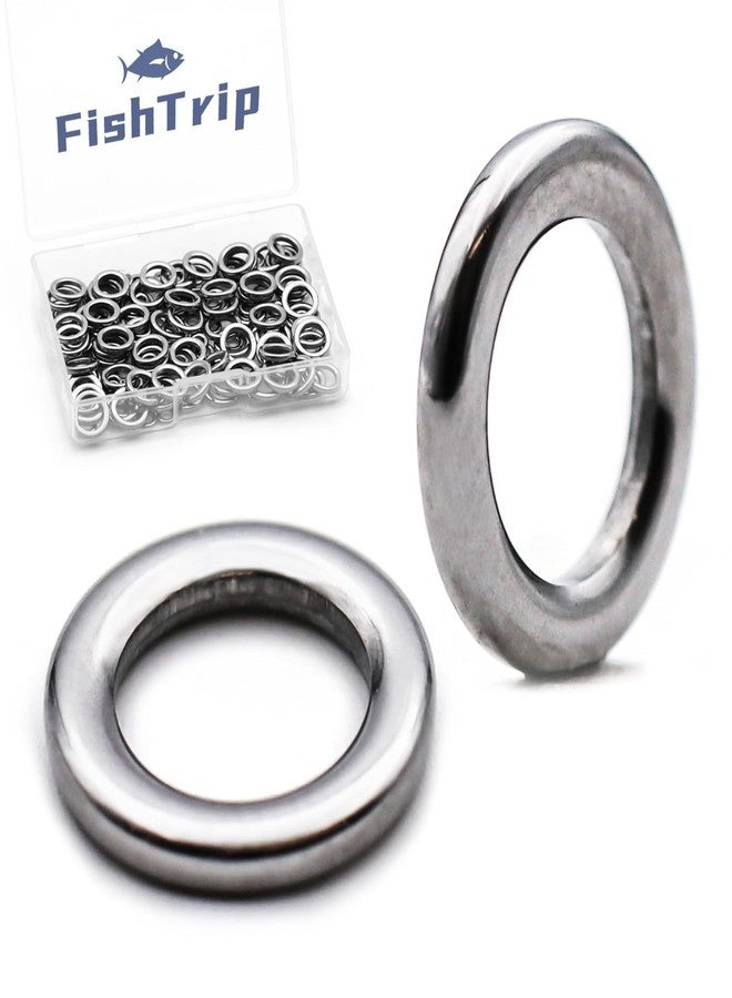 FishTrip Solid Rings Fishing 50Pcs - Stainless Steel Ring for Assist Hooks Jigs Butterfly Rigs Saltwater Freshwater (Size 3_ 300lbs) - Image 1