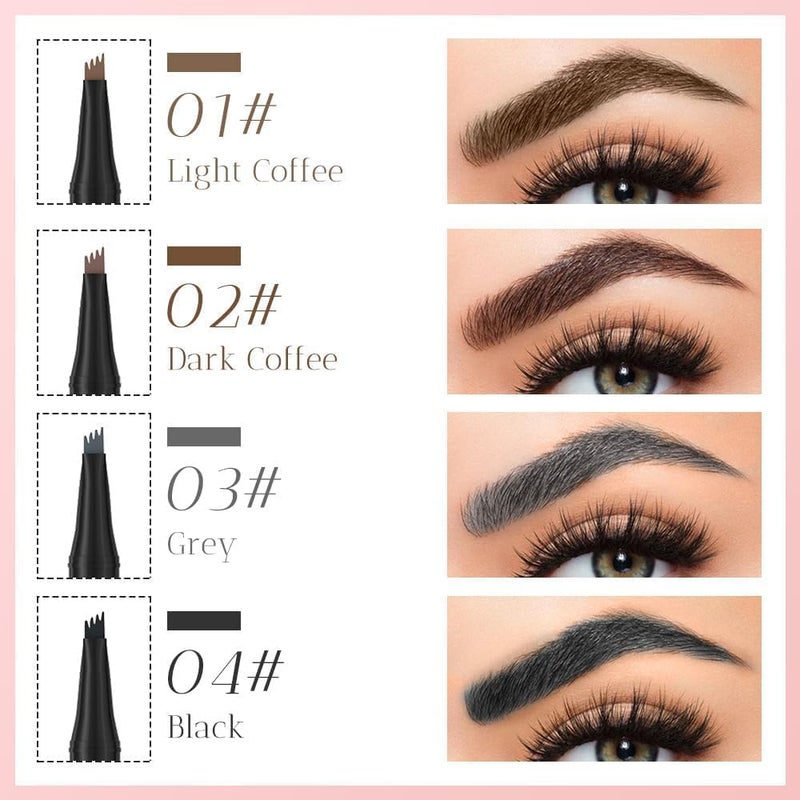 ® Microblading Eyebrow Pencil, 3D Waterproof Eyebrow Pen with 4 Fork Tip for Natural-Looking Hair-Like Defined Brows, Long-lasting Natural Makeup Fine Stroke Eyebrow Pencil (3# Gray) - Image 3