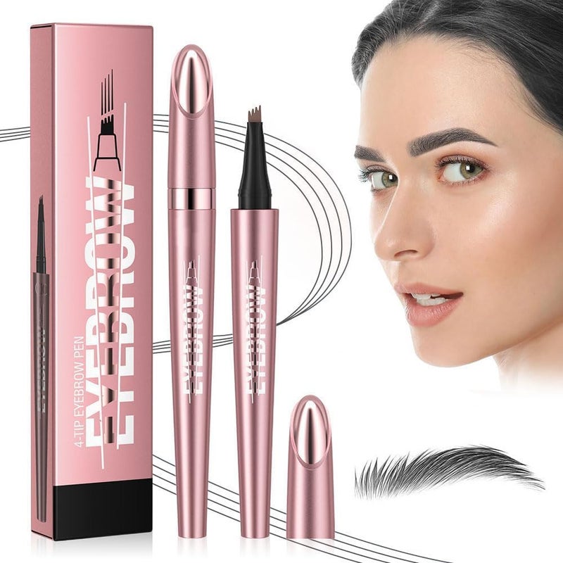 ® Microblading Eyebrow Pencil, 3D Waterproof Eyebrow Pen with 4 Fork Tip for Natural-Looking Hair-Like Defined Brows, Long-lasting Natural Makeup Fine Stroke Eyebrow Pencil (3# Gray) - Image 1
