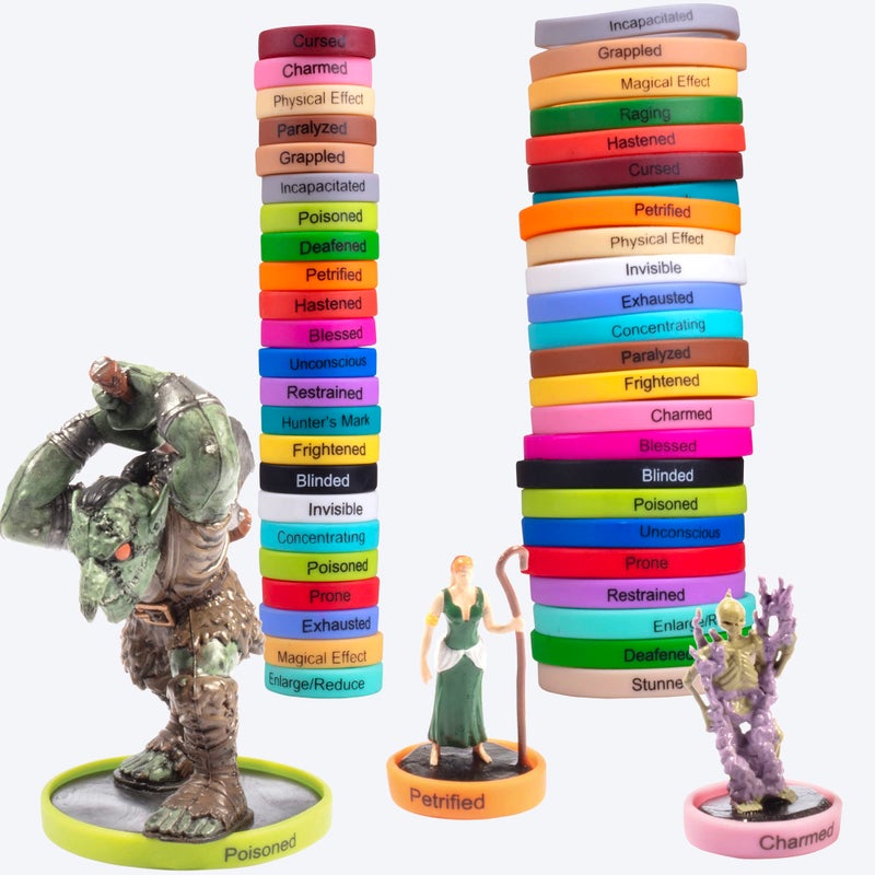 Monster Protectors DND Flexible Status Effect Markers - 120 Rings  24 Different Conditions- ONLY Brand that Fits Large and Standard Minis- For Dungeons Dragons Miniatures  Pathfinder & RPG Games- Easy Slides Under Bases  - Image 5