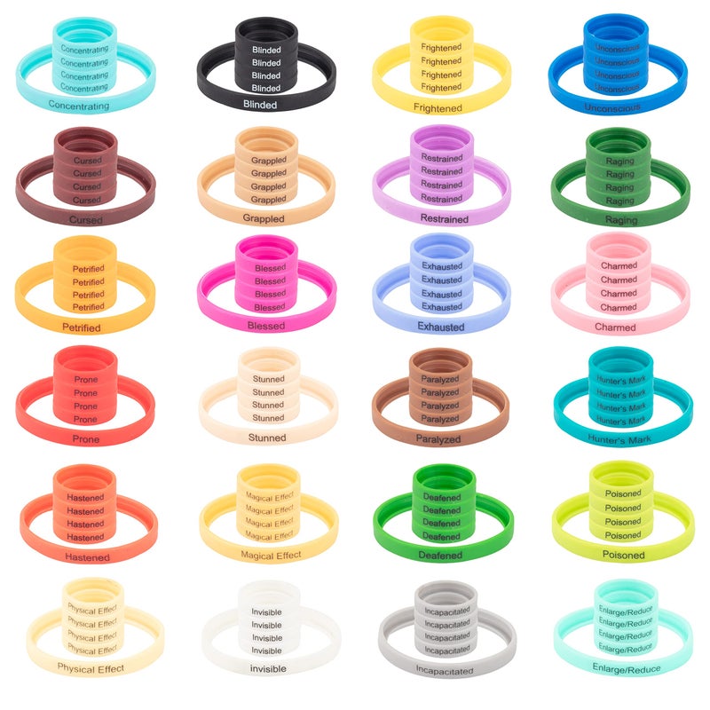 Monster Protectors DND Flexible Status Effect Markers - 120 Rings  24 Different Conditions- ONLY Brand that Fits Large and Standard Minis- For Dungeons Dragons Miniatures  Pathfinder & RPG Games- Easy Slides Under Bases  - Image 2