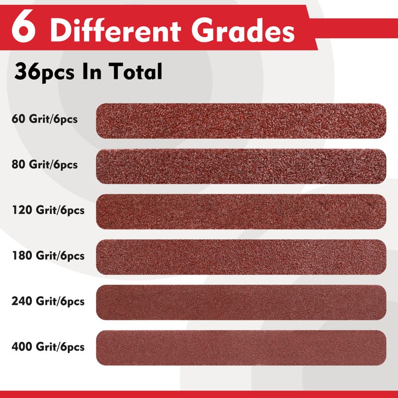 WORKPRO 36 Pack 1 x 30 Inch Sanding Belts, Sandpaper Kit, Aluminum Oxide Abrasive Belts, 6 PCS Each of 60/80/120/180/240/400 Grit, Belt Sander Tools for Woodworking, Metal Polishing, Knife Sharpening - Image 2