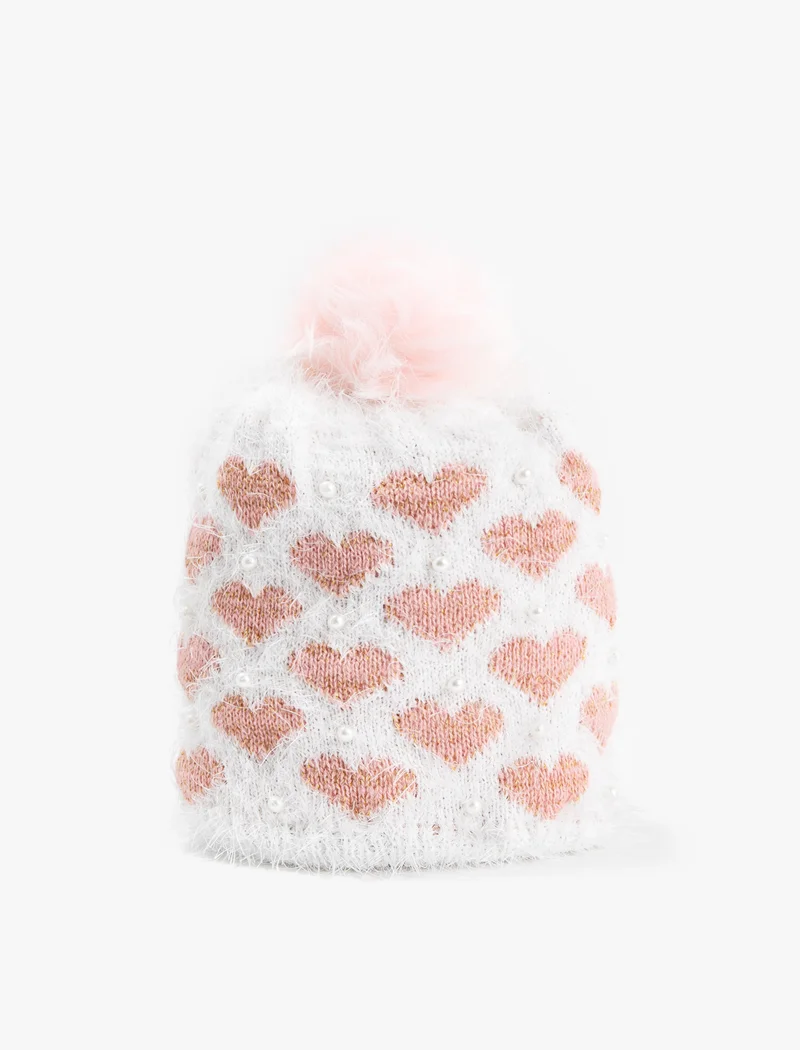كوتون Knit Heart Printed Beanie