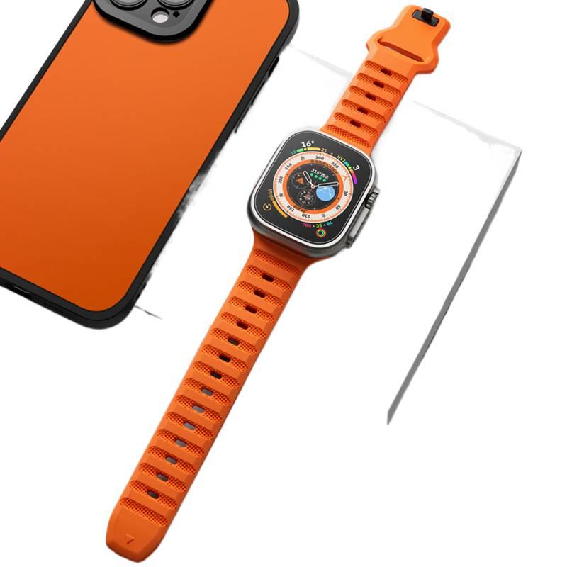 سوار ساعة ذكية باللون Starlight قابل للتعديل سوار رياضي من السيليكون متوافق مع Apple Watch 42/44/45/49mm بملاءمة قابلة للتعديل وحزام بديل - Image 2