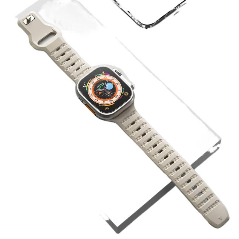 سوار ساعة ذكية باللون Starlight قابل للتعديل سوار رياضي من السيليكون متوافق مع Apple Watch 42/44/45/49mm بملاءمة قابلة للتعديل وحزام بديل - Image 1