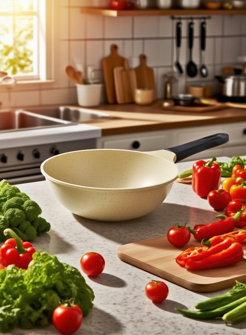 PROCILA Non-Stick Granite Wok Pan Beige 30cm - Image 2