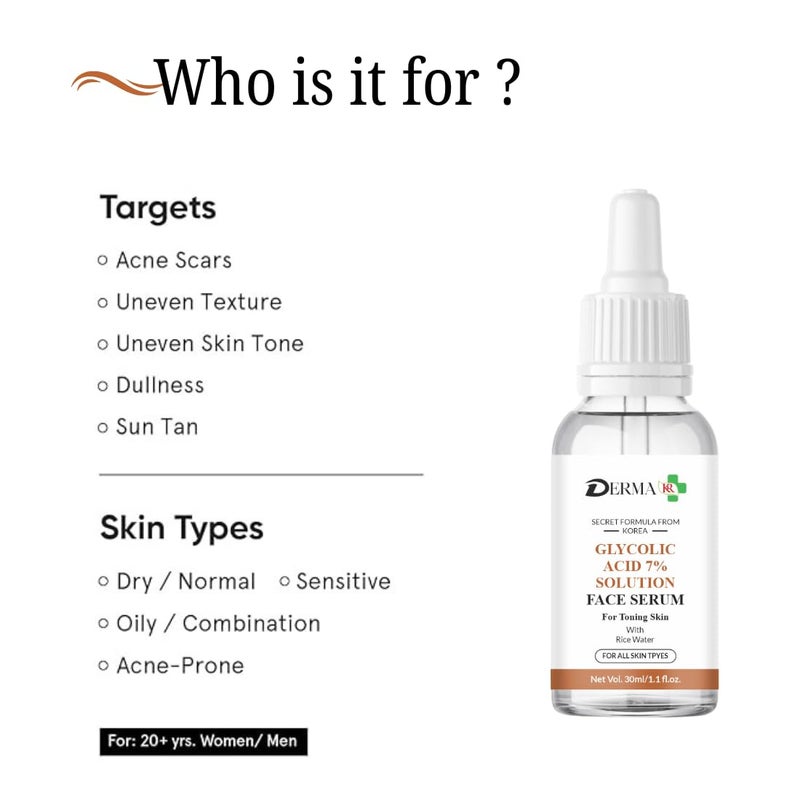 DERMAKR سيروم الوجه DERMA KR حمض الجليكوليك 7% للنساء والرجال 30 مل - Image 4