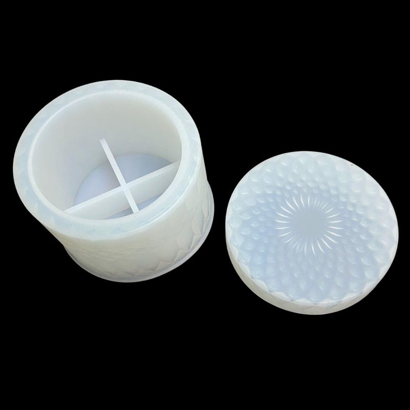 snoogg Resin Jar Mold Box Resin Mould Jewelry with Lid Trinket Storage Box Silicone Mould Round Container Resin Mould Epoxy Casting Silicone Jar Mould for Candle Holder DIY - Image 1