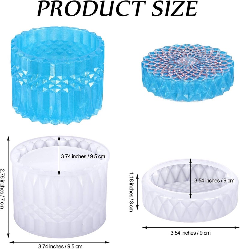 snoogg Resin Jar Mold Box Resin Mould Jewelry with Lid Trinket Storage Box Silicone Mould Round Container Resin Mould Epoxy Casting Silicone Jar Mould for Candle Holder DIY - Image 2