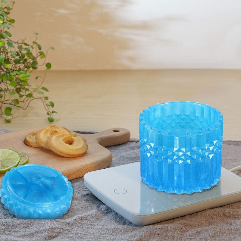 snoogg Resin Jar Mold Box Resin Mould Jewelry with Lid Trinket Storage Box Silicone Mould Round Container Resin Mould Epoxy Casting Silicone Jar Mould for Candle Holder DIY - Image 4