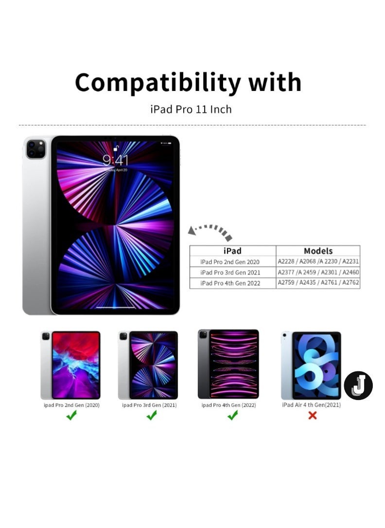 JAJEEK "iPad Pro 11 Inch Case (4th/3rd/2nd Gen, 2020-2022) – Trifold Smart Stand, Soft TPU Back, Wireless Pencil Charging, Auto Wake/Sleep, Pencil Holder – Dark Green" - Image 2