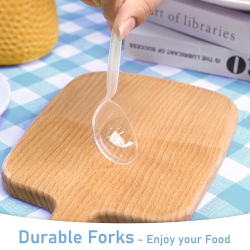 EcoDispose 100 Count Disposable Clear Plastic Spoons Heat Resistant and BPA Free, Heavy Duty Durable Disposable Cutlery for Party Event Supply - Image 3
