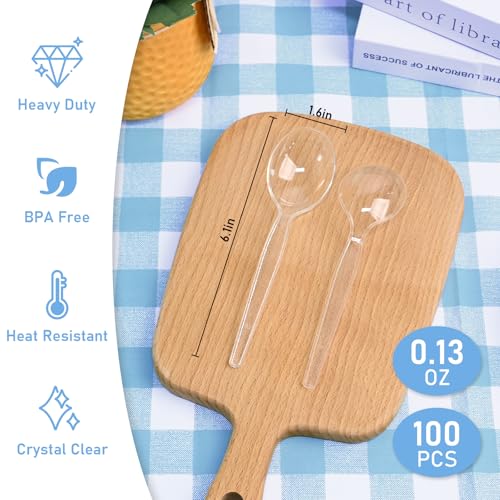 EcoDispose 100 Count Disposable Clear Plastic Spoons Heat Resistant and BPA Free, Heavy Duty Durable Disposable Cutlery for Party Event Supply - Image 2