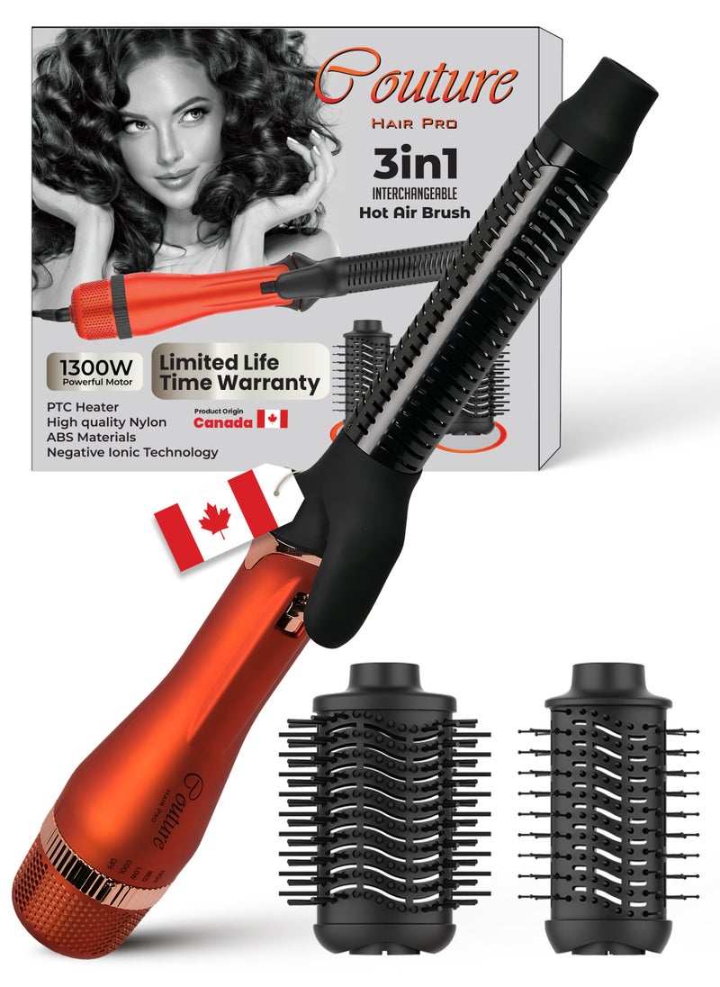 Couture Hair Pro 3 In 1 Interchangeable Hot Air Brush Set - Canadian Engineering  - Image 1