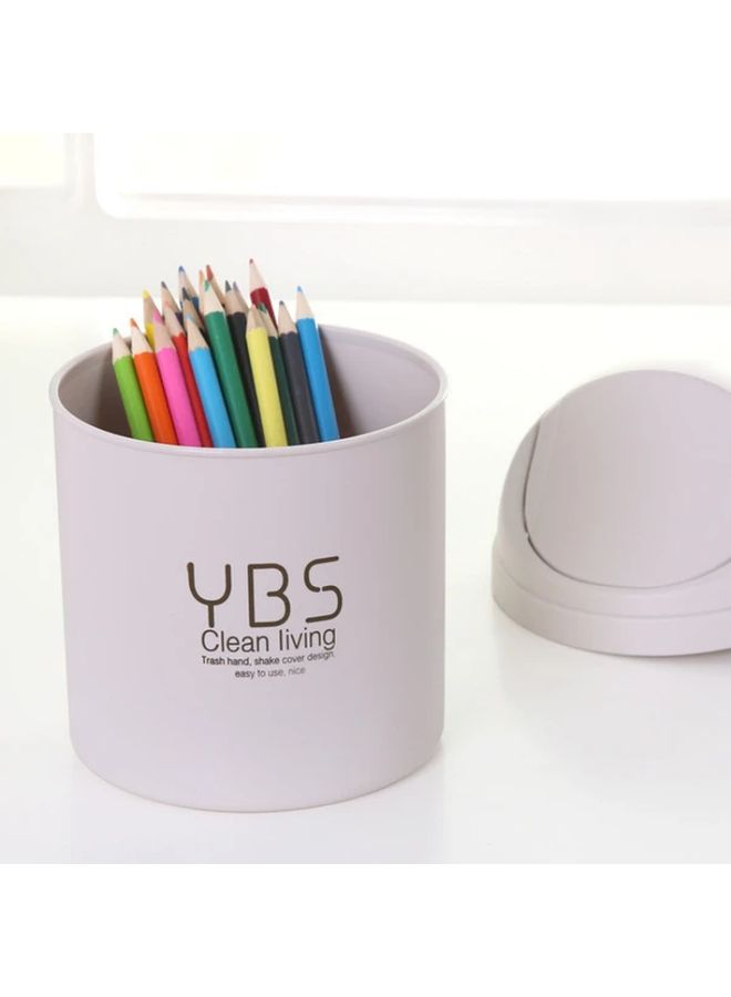 Pastel Pink Pull Out Lid Trash Can Compact Desktop Waste Bin For Home Office - Image 3