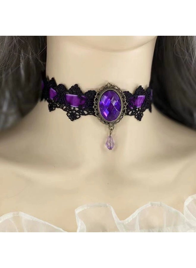 Goolsky Black Lace Choker Necklace with Red Velvet Ribbon & Teardrop Pendant – Elegant Women’s Fashion Accessory for Casual Attire - Image 4