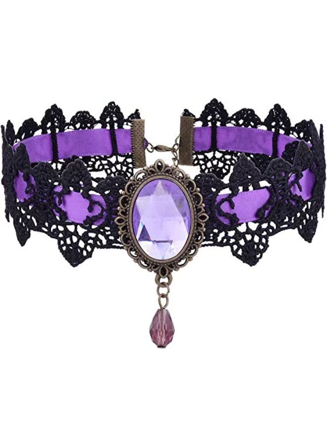 Goolsky Black Lace Choker Necklace with Red Velvet Ribbon & Teardrop Pendant – Elegant Women’s Fashion Accessory for Casual Attire - Image 3