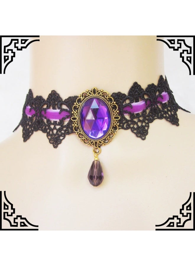 Goolsky Black Lace Choker Necklace with Red Velvet Ribbon & Teardrop Pendant – Elegant Women’s Fashion Accessory for Casual Attire - Image 2