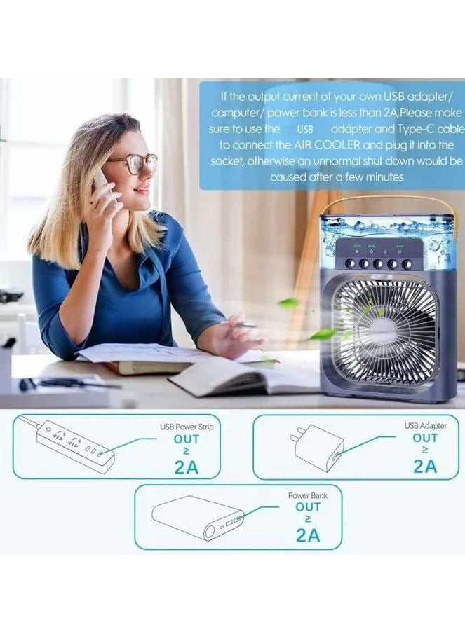 Evaporative Air Cooler Fan with 7 Color LED Light, 3 Speed ​​Timer for Office, Home, Dorm, Travel (Black) - Image 3