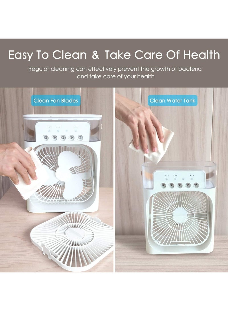 Evaporative Air Cooler Fan with 7 Color LED Light, 3 Speed ​​Timer for Office, Home, Dorm, Travel (Black) - Image 5