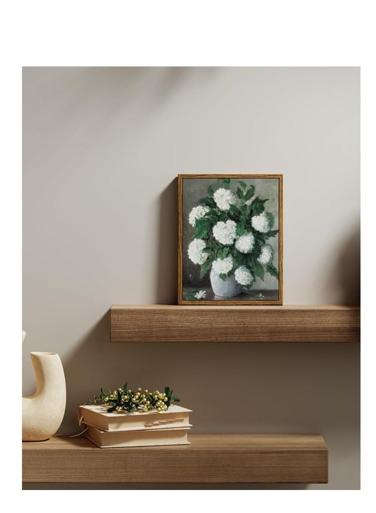 Today Idea Framed Canvas Prints Art Vintage Decor, Classical Painting Still Life with Hydrangeas in a Ceramic Vase Canvas Prints Home Decor Office Farmhouse Bathroom Decor, 8"x10" - Image 3