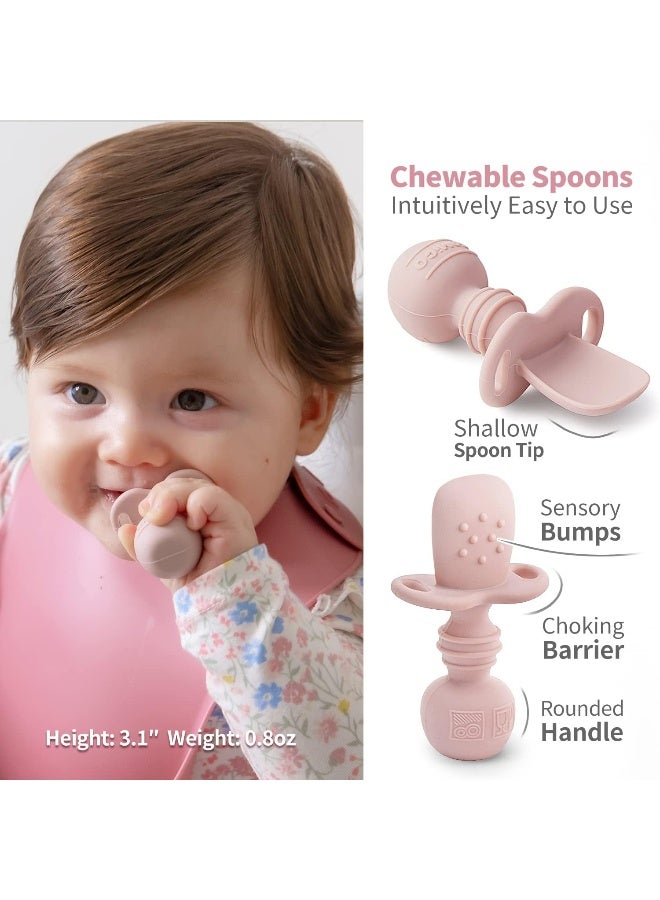 SAMiGO Silicone Baby Feeding Set, Baby Led Weaning Supplies, Suction Bowl Plate Bib Cup Self Feeding Spoons, Solid Food Eating Essentials, First Stage Utensils, 6+ Months - Image 5