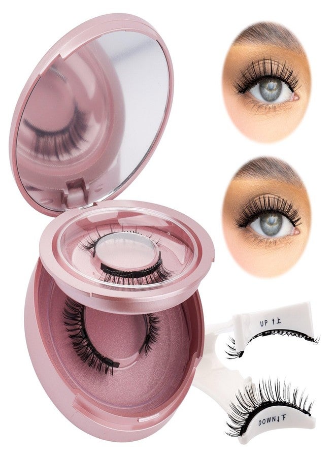 FADVAN Magnetic Eyelashes with Applicator, 2 Pairs 2 Style Reusable Magnetic Lashes Natural Look, No Glue or Liner Needed False Eyelashes, Wispy Strip Lashes Kit Clear Band R1+R2 - Image 1