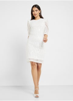YAS Embellished Puff Sleeve Dress  - Image 4