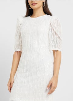 YAS Embellished Puff Sleeve Dress  - Image 3