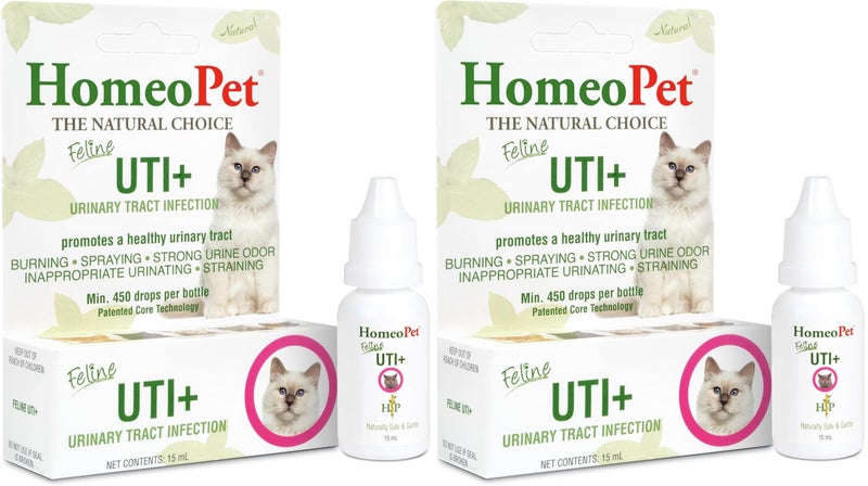 HomeoPet Feline UTI Plus, Safe and Natural Urinary Tract Medicine for Cats, Feline Urinary Tract Support, 15 Milliliters - Pack of 2 - Image 1