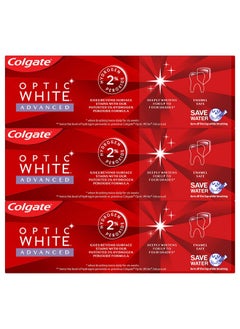 Colgate Olgate Optic White Advanced Teeth Whitening Toothpaste Vibrant Clean 3.2 Ounce Tube 3 Pack  - Image 3