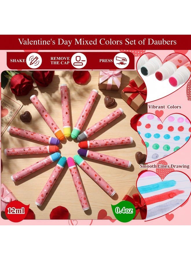 Eersida 60 Pack Valentines Bingo Daubers Bulk 0.4 oz Mixed Colors Dot Markers Bingo Supplies in 12 Colors Dot Paint Art Markers Paint Craft for Party Favor - Image 3