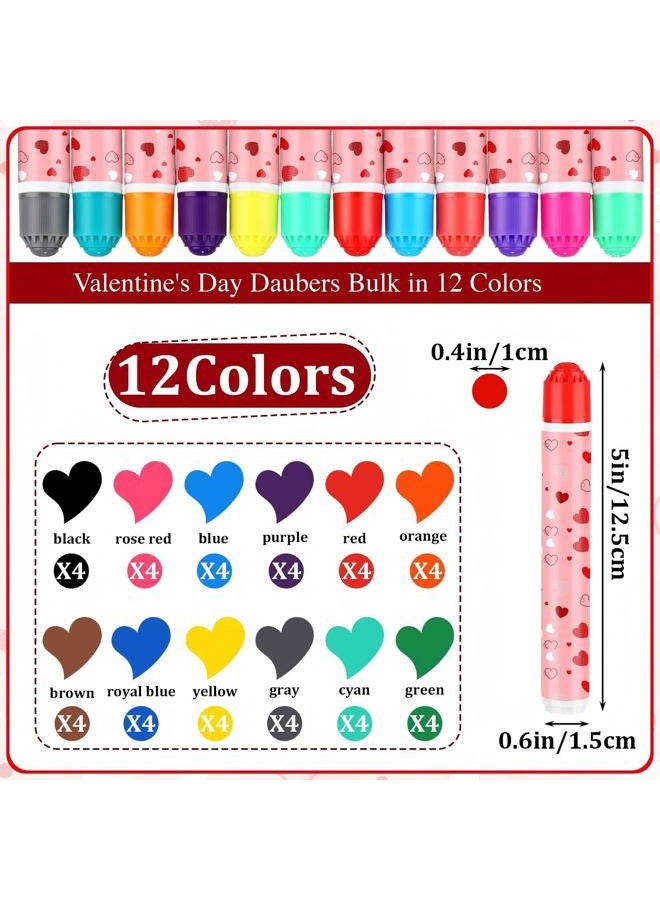 Eersida 60 Pack Valentines Bingo Daubers Bulk 0.4 oz Mixed Colors Dot Markers Bingo Supplies in 12 Colors Dot Paint Art Markers Paint Craft for Party Favor - Image 2