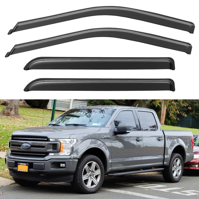 Window Visors Rain Guards for 20152025 Ford F150 SuperCrew OutChannel Sun Rain Shades Window Vent Deflectors for 20172025 F150 Raptor F250 F350 F450 F550 Super Duty Crew Cab for FullSize Cabs