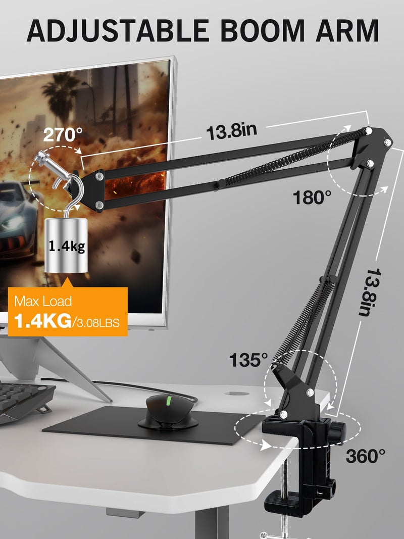 SUNMON ذراع ميكروفون Razer Seiren X مع غطاء رغوي، ذراع مقص معلق مع غطاء فلتر صوت لميكروفون Razer Seiren X USB من SUNMON - Image 2