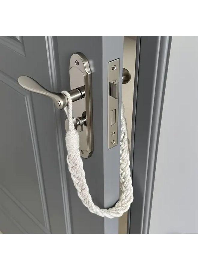 Vintage Rope Silent Door Stop Handwoven Fabric Wedge Protective Floor Wall White - Image 2