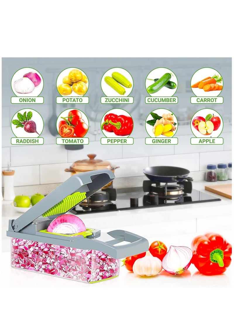 ELTRAZONE مفرمة الخضار - متعددة الوظائف 15 في 1، قاطع الفواكه مانولين، مفرمة الطعام مع شفرات قابلة للتبديل، سلة مصفاة، حاوية للسلطة، البطاطس، الجزر، الثوم (15 في 1، أسود) - Image 5