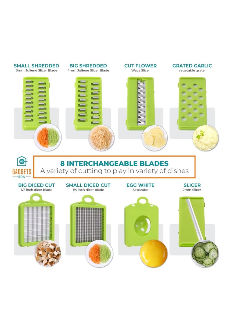 ELTRAZONE مفرمة الخضار - متعددة الوظائف 15 في 1، قاطع الفواكه مانولين، مفرمة الطعام مع شفرات قابلة للتبديل، سلة مصفاة، حاوية للسلطة، البطاطس، الجزر، الثوم (15 في 1، أسود) - Image 2