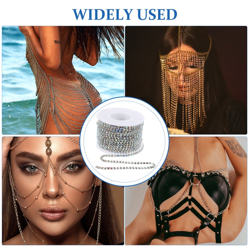 1 Roll of Clothes Chain Decor DIY Hat Wedding Clothes Patch Brooch Shape Rhinestone Chain - Image 4